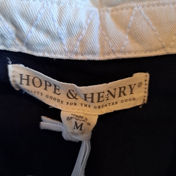 Hope & Henry boys size Medium elbow patch long sleeve polo blue & gold, New - Picture 5 of 6